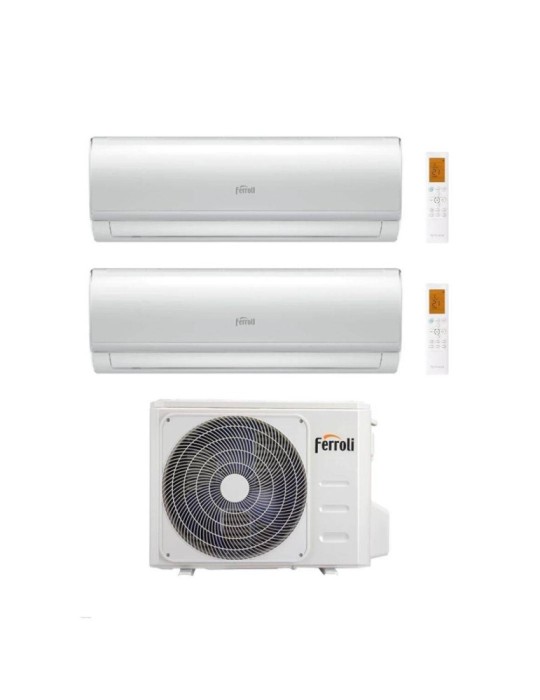 Ferroli Climatizzatore Dual split Ambra 9+9 con 2CP001CF-27-3 R-32 Inverter Wi-Fi Classe A++