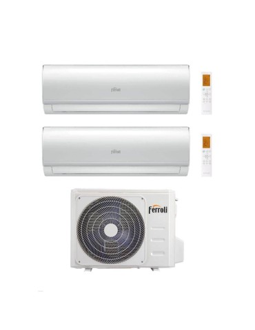 Ferroli Climatizzatore Dual split Ambra 12+12 con 2CP001DF-28-4 R-32 Inverter Wi-Fi Classe A++