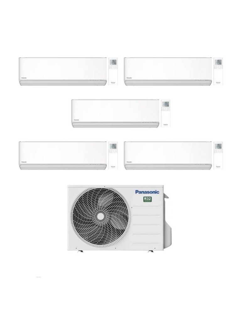 Panasonic Climatizzatore Penta Split Etherea White 9+9+9+9+12 con CU-5Z90TBE Inverter R-32 Wi-Fi Classe A++