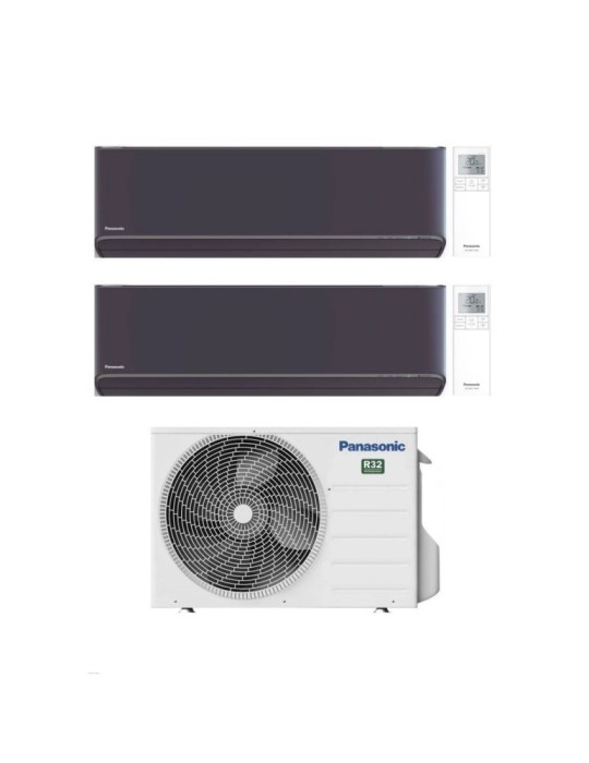 Panasonic Climatizzatore Dual Split Etherea Dark 9+9 con CU-2Z41TBE Inverter R-32 Wi-Fi Classe A++