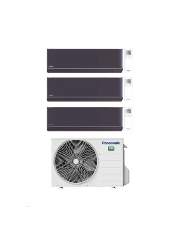Panasonic Climatizzatore Trial Split Serie Etherea Dark 12+12+18 con CU-5Z90TBE Inverter R-32 Wi-Fi Classe A++