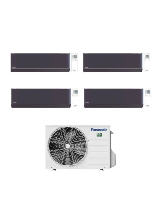 Panasonic Climatizzatore Quadri Split Etherea Dark 9+9+12+12 con CU-5Z90TBE Inverter R-32 Wi-Fi Classe A++