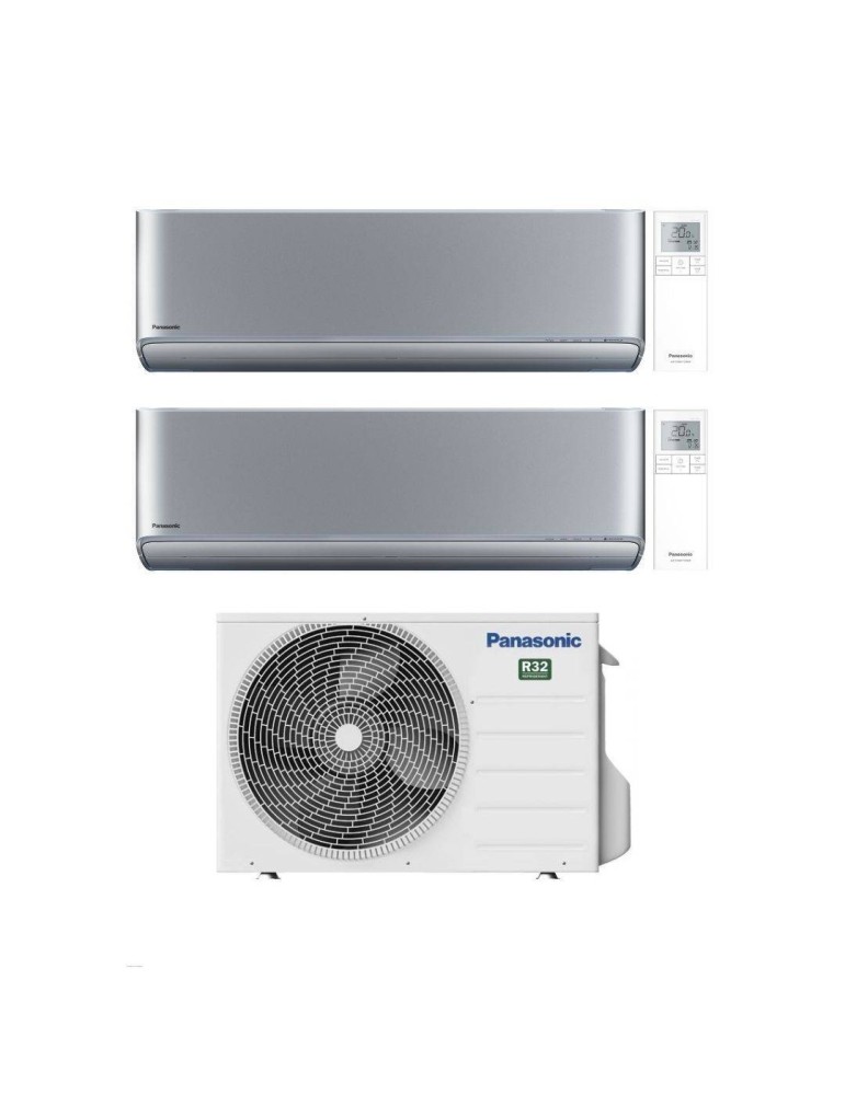 Panasonic Climatizzatore Dual Split Etherea Silver 12+18 con CU-3Z52TBE Inverter R-32 Wi-Fi Classe A++