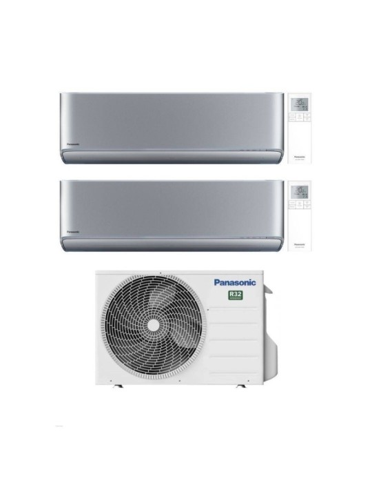 Panasonic Climatizzatore Dual Split Etherea Silver 9+18 con CU-3Z52TBE Inverter R-32 Wi-Fi Classe A++