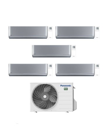 Panasonic Climatizzatore Penta Split Etherea Silver 9+9+9+9+18 con CU-5Z90TBE Inverter R-32 Wi-Fi Classe A++