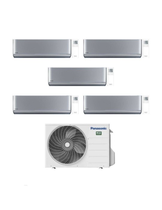 Panasonic Climatizzatore Penta Split Etherea Silver 9+9+9+9+18 con CU-5Z90TBE Inverter R-32 Wi-Fi Classe A++