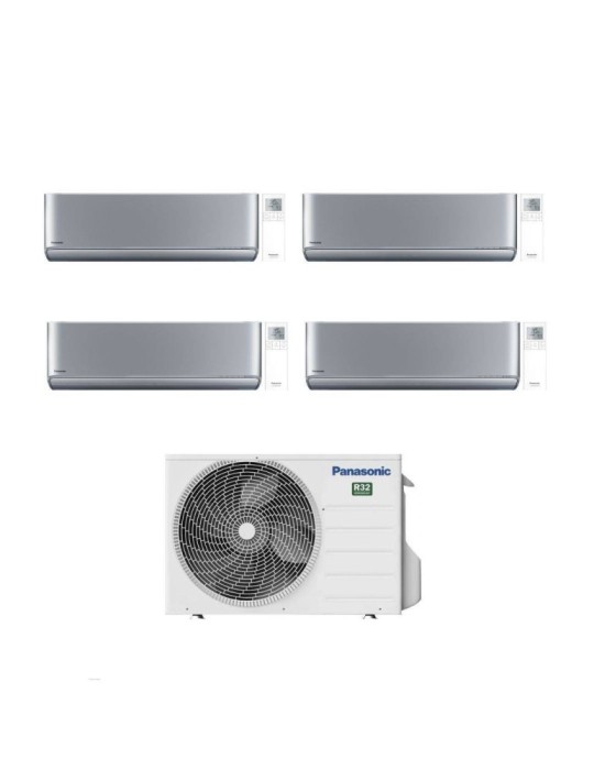 Panasonic Climatizzatore Quadri Split Etherea Silver 9+9+12+12 con CU-5Z90TBE Inverter R-32 Wi-Fi Classe A++