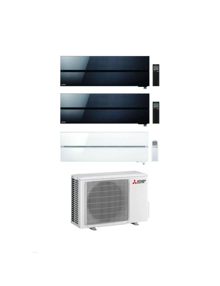 Mitsubishi Climatizzatore Trial Split Kirigamine MSZ-LN Bianco+Nero+Nero 9+9+12 con MXZ-3F54VF3 Inverter R-32 Wi-Fi Classe A+++