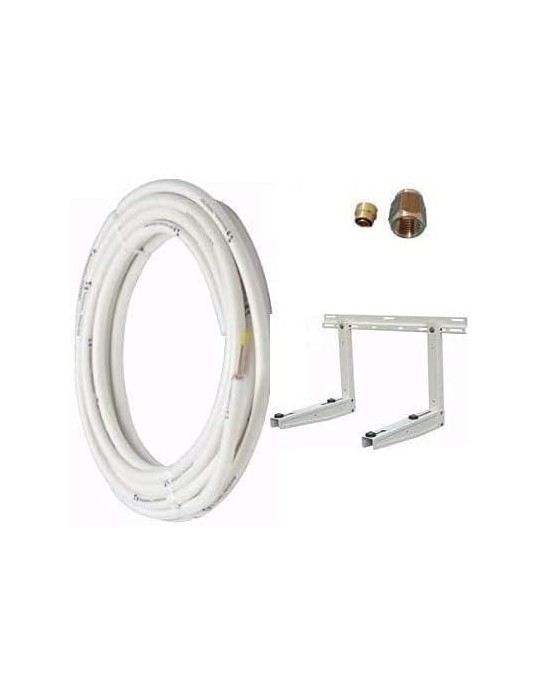 KIT INSTALLAZIONE CONDIZIONATORE TUBI RAME 1/4 3/8 2 MT RACCORDI STAFFA TUBO CONDENSA