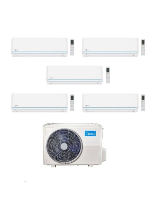 Midea Climatizzatore Penta Split serie Evolution 9+9+12+12+12 con M5OE-42HFN8-Q Inverter R 32 Wi-Fi Classe A++
