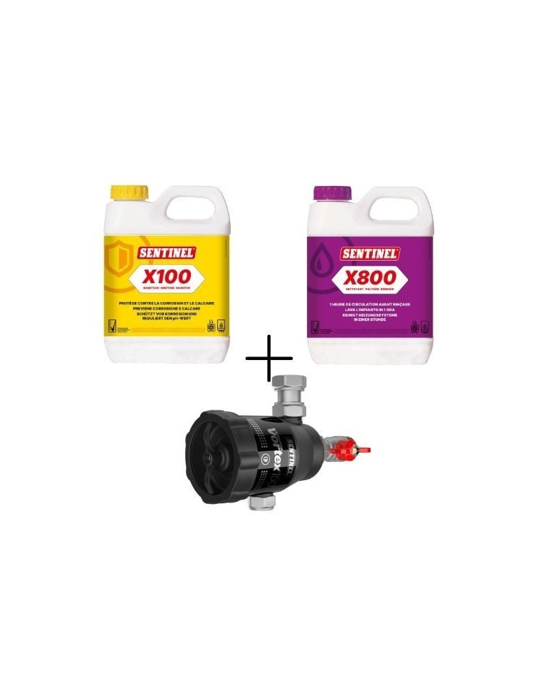 Sentinel Kit Manutenzione Caldaie Sentinel X100 Inibitore 1L + Sentinel X800 Pulitore 1 Litro + Sentinel Vortex 150 Defangatore