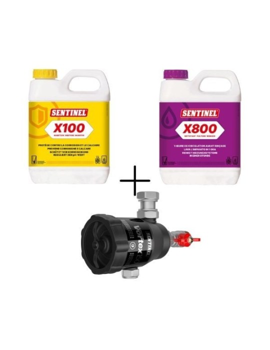Sentinel Kit Manutenzione Caldaie Sentinel X100 Inibitore 1L + Sentinel X800 Pulitore 1 Litro + Sentinel Vortex 150 Defangatore
