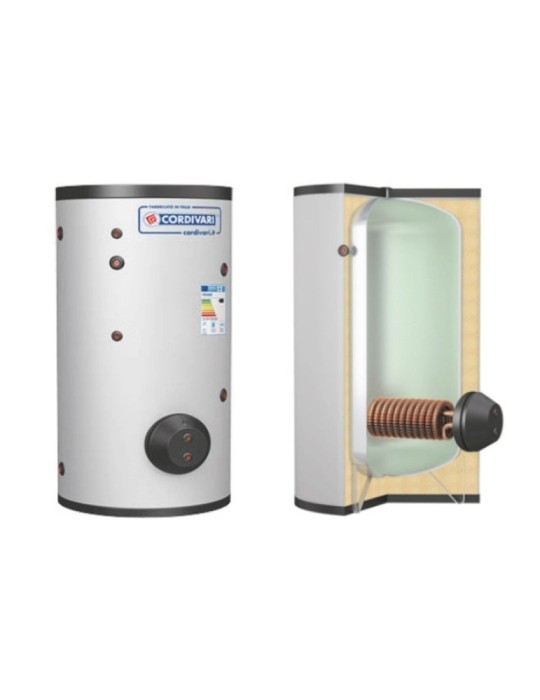 Cordivari Bollitore in Acciaio Extra 1 Plus WRB 300 L con Scambiatore Alettato Coibentazione Rigida in Polywarm