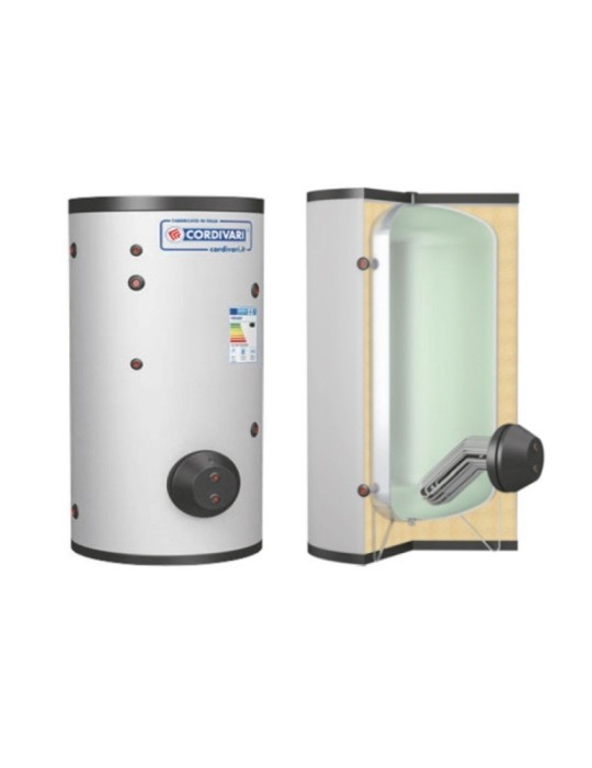 Cordivari Bollitore in Acciaio Extra 1 WXB 200 L con Scambiatore Estraibile Coibentazione Rigida in Polywarm