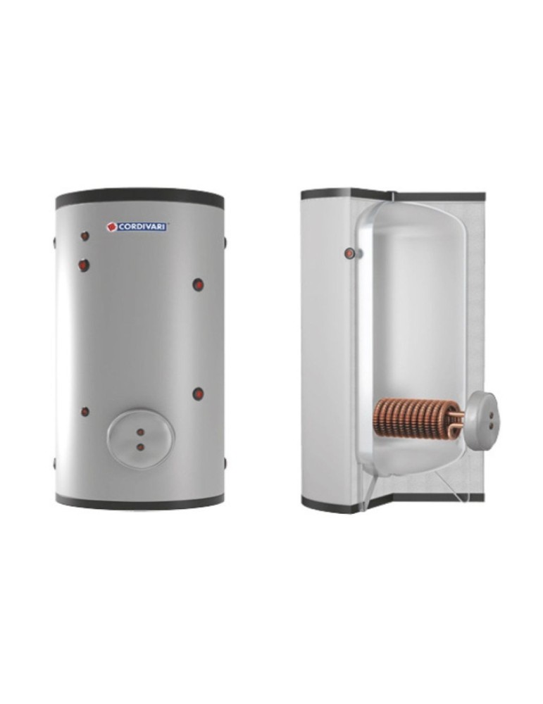 Cordivari Bollitore in Acciaio Extra 1 Plus WRC 1500 L con Scambiatore Alettato Coibentazione Morbida Smontabile in Polywarm