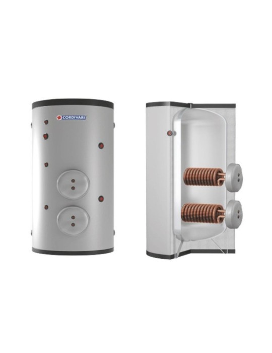 Cordivari Bollitore in Acciaio Extra 2 Plus WRC 1000 L con Scambiatori Alettati Coibentazione Morbida Smontabile