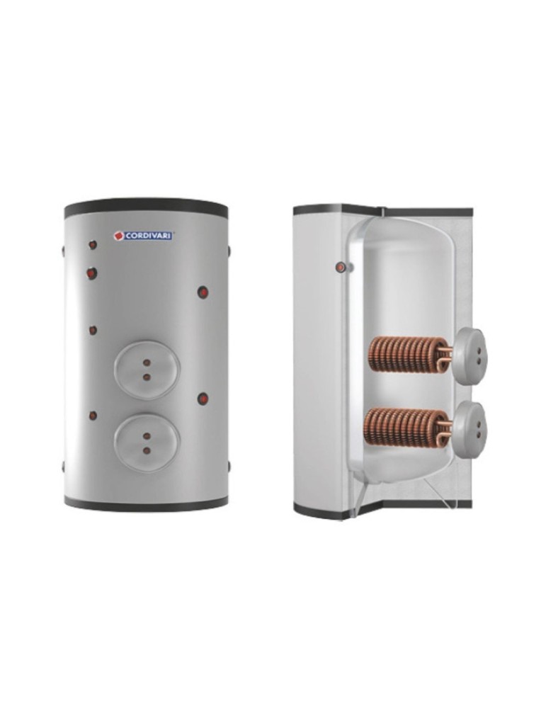 Cordivari Bollitore in Acciaio Extra 2 Plus WRC 1500 L con Scambiatori Alettati Coibentazione Morbida Smontabile