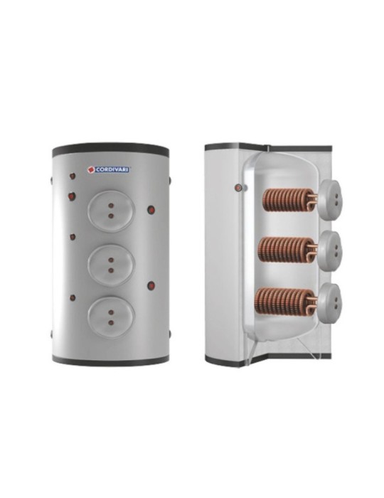 Cordivari Bollitore in Acciaio Extra 3 Plus WRC 2000 L con Scambiatori  Alettati Coibentazione Morbida Smontabile