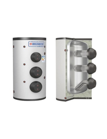 Cordivari Bollitore in Acciaio Extra 3 WXC 1500 L con Scambiatori Estraibili Coibentazione Morbida Smontabile