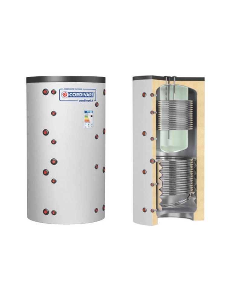 Cordivari Termoaccumulatore Combi 3 WB 1000 L con 2 Scambiatori Fissi a Coibentazione Rigida in Polywarm