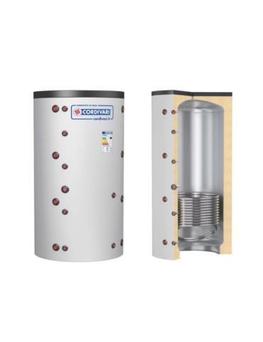 Cordivari Termoaccumulatore Puffer 1 VB  1000 L con 1 Scambiatore Fisso a Coibentazione Rigida