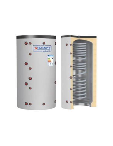 Cordivari Termoaccumulatore in Acciaio Eco Combi 1 VC 1250 L con 1 Scambiatore Corrugato a Coibentazione Morbida Smontabile