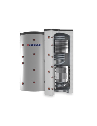 Cordivari Termoaccumulatore Eco Combi 3 PDC VB  300 L con 1 Scambiatore Corrugato e 2 Fissi a Coibentazione Rigida