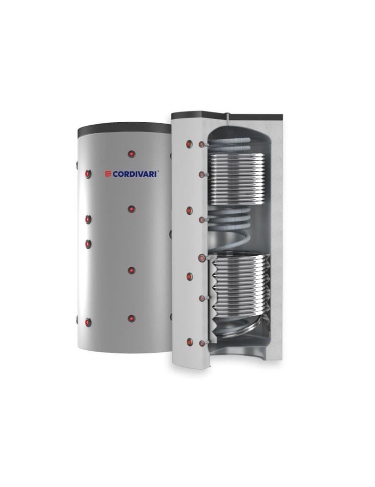 Cordivari Termoaccumulatore Eco Combi 3 PDC VB 500 L con 1 Scambiatore Corrugato e 2 Fissi a Coibentazione Rigida