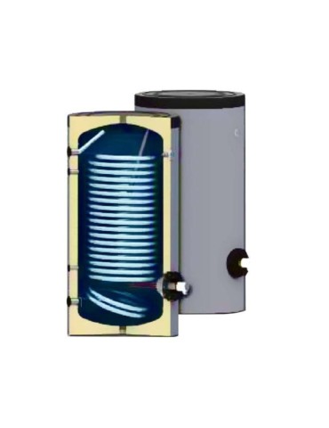 PLEION Bollitore Vetrificato BWP/ZN 300 L  Mono Serpentino per Pompe di Calore in Poliuretano