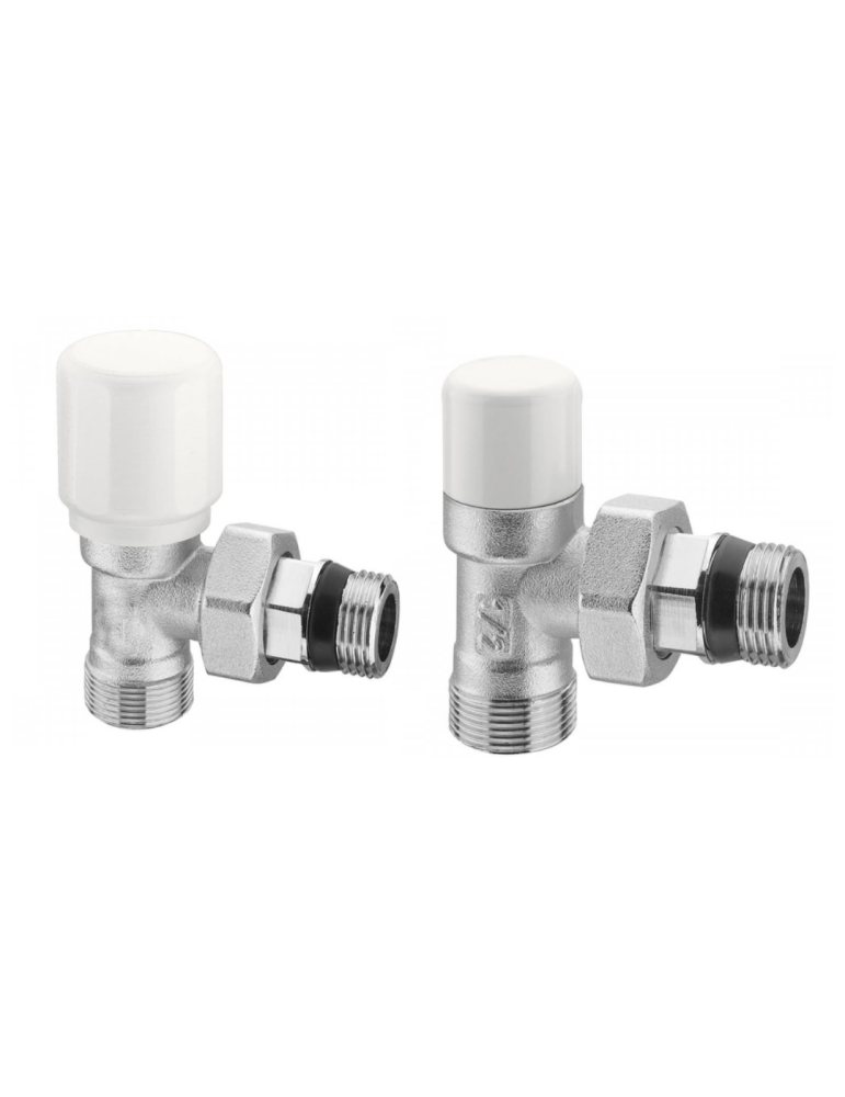 Cordivari Coppia Valvola e Detentore Kristal a Squadra Bianco 1/2x14÷16 Termostatizzabile