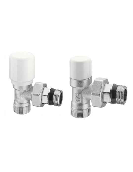 Cordivari Coppia Valvola e Detentore Kristal a Squadra Bianco 1/2x14÷16 Termostatizzabile