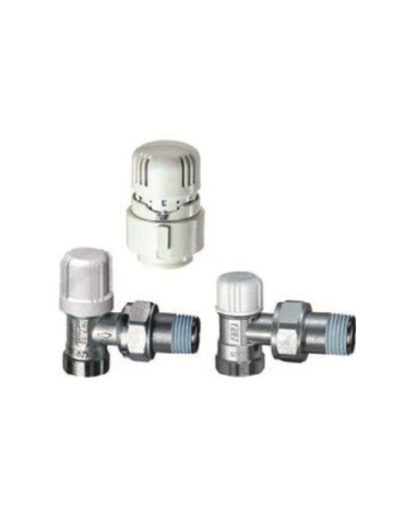 FAR Kit Valvola Detentore e Testa Termostatica Per Radiatori Attacco 1/2"