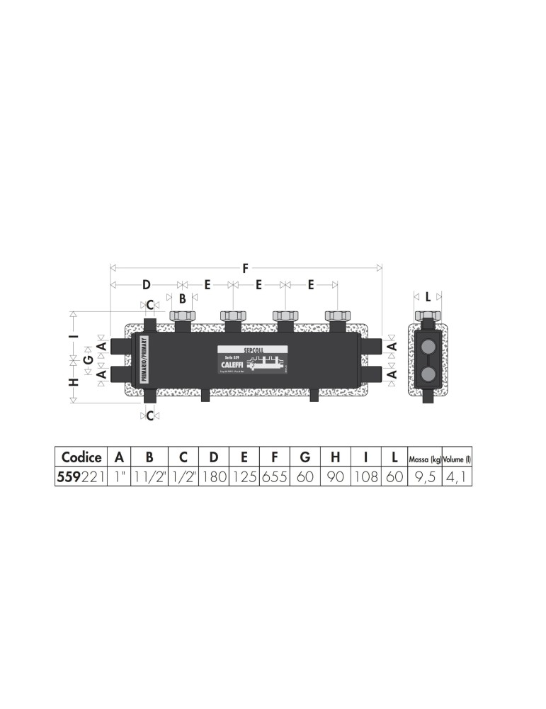 a 2+1 derivazioni Interasse 125mm