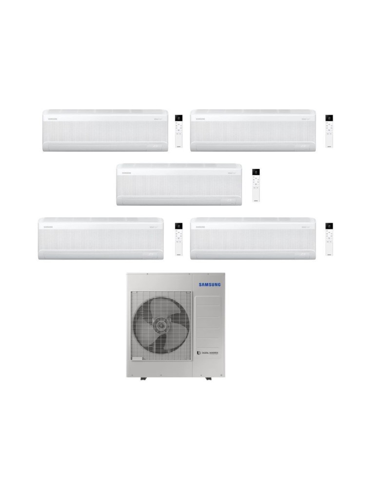 Samsung Climatizzatore Penta Split Windfree Elite S2 9+9+9+9+12 BTU con AJ100TXJ5KG/EU Inverter R-32 Wi-Fi Classe A++