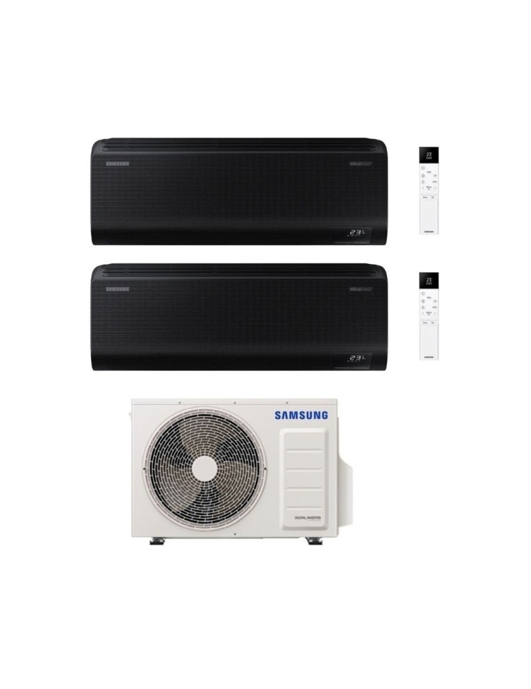 Samsung Climatizzatore Dual Split Windfree Black 7+7 BTU con AJ080TXJ4KG/EU Inverter R-32 Wi-Fi Classe A++