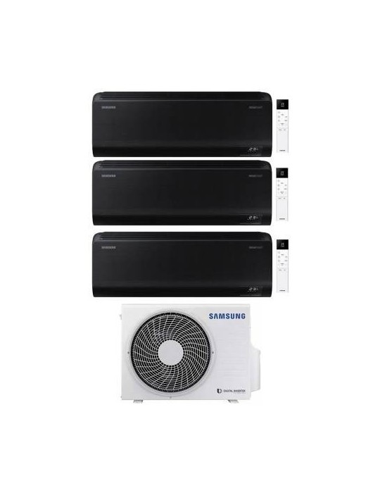 Samsung Climatizzatore Trial Split Windfree Black 7+7+9 BTU con AJ080TXJ4KG/EU Inverter R-32 Wi-Fi Classe A++