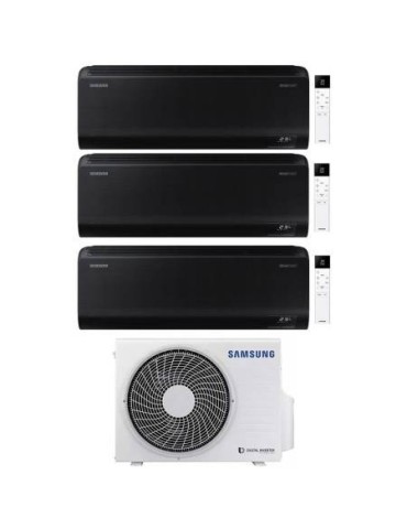 Samsung Climatizzatore Trial Split Windfree Black 7+12+12 BTU con AJ080TXJ4KG/EU Inverter R-32 Wi-Fi Classe A++