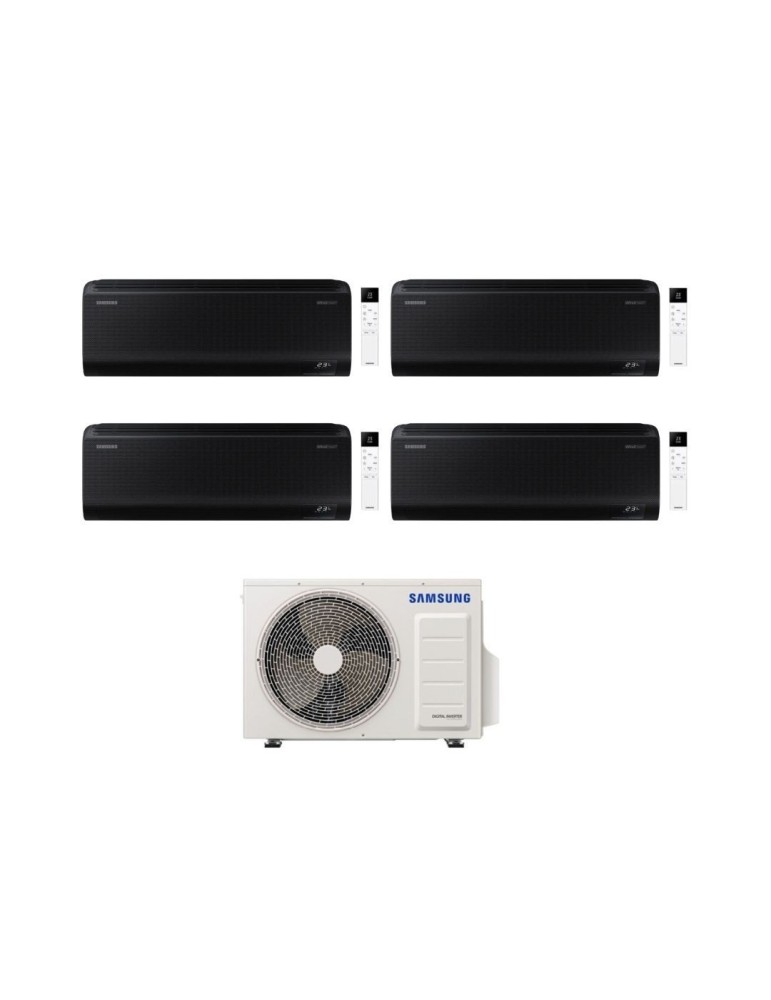 Samsung Climatizzatore Quadri Split Windfree Black 9+9+9+12 BTU con AJ080TXJ4KG/EU Inverter R-32 Wi-Fi Classe A++
