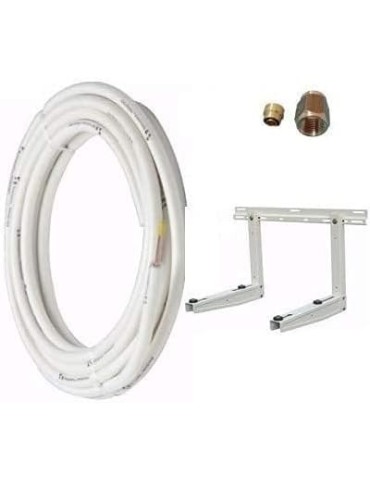 KIT INSTALLAZIONE CONDIZIONATORE TUBI RAME 1/4 3/8 3 MT RACCORDI STAFFA TUBO CONDENSA