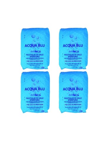 4pz. Confezione di Sale da 25 kg Pastiglie Acqua Blu per Addolcitori