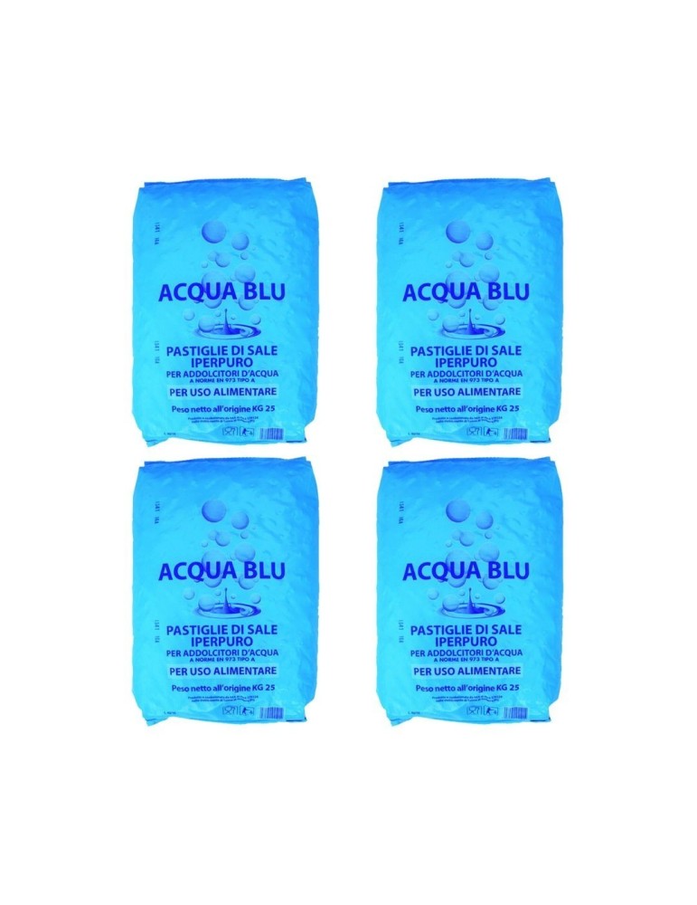 4pz. Confezione di Sale da 25 kg Pastiglie Acqua Blu per Addolcitori