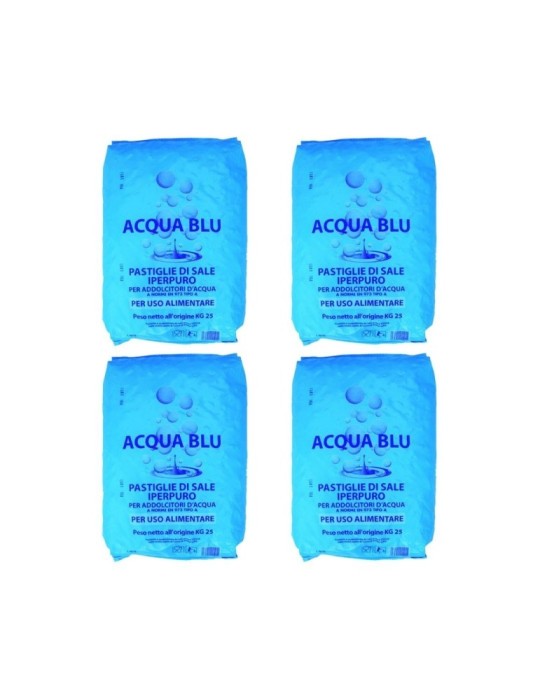 4pz. Confezione di Sale da 25 kg Pastiglie Acqua Blu per Addolcitori