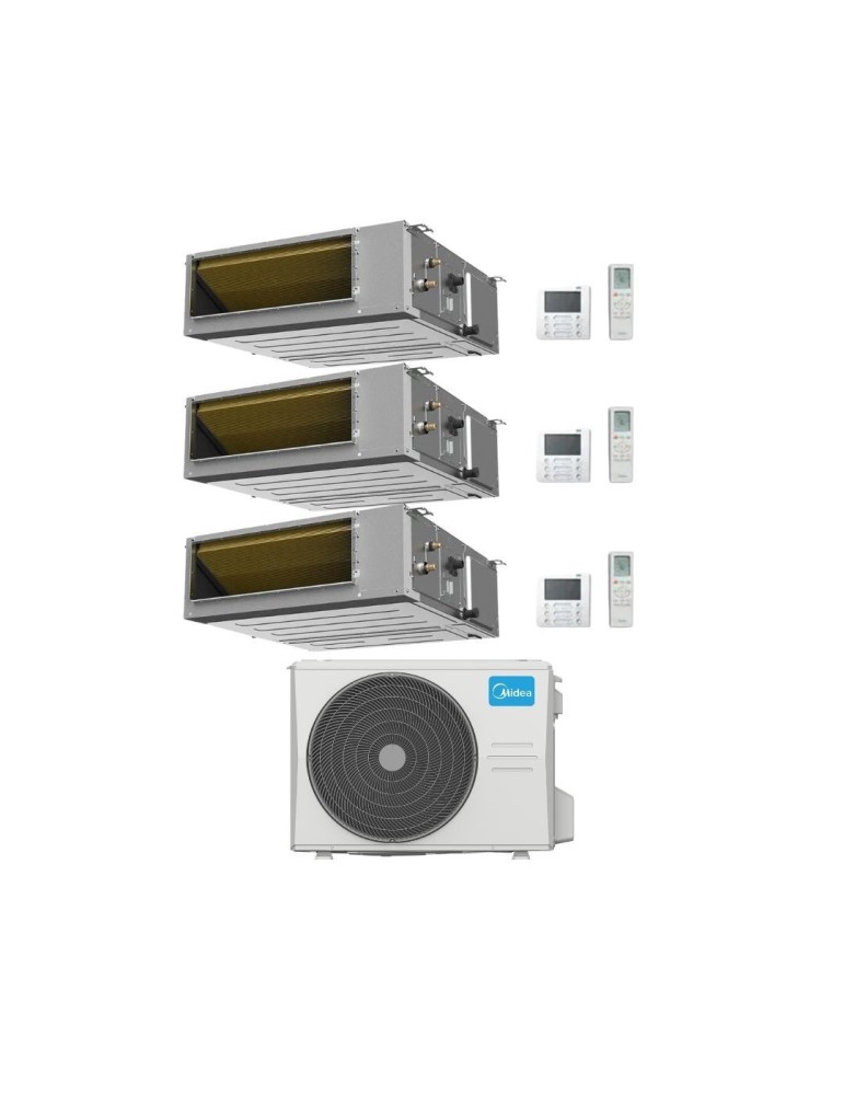 Midea Climatizzatore Canalizzato Trial Split serie A7 MTJ 9+12+12 con M5OE-42HFN8-Q Inverter R 32 Wi-Fi Optional Classe A++