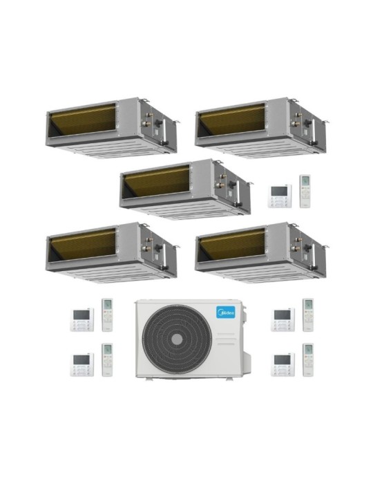 Midea Climatizzatore Canalizzato Penta Split serie A7 MTJ 9+9+9+12+18 con M5OE-42HFN8-Q Inverter R 32 Wi-Fi Optional Classe A++