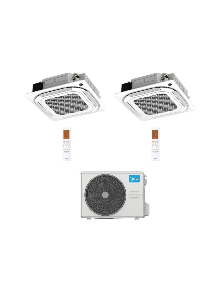 Midea Climatizzatore a Cassetta 4 Vie Dual Split MCA4U 9+12 con M2OE-18HFN8-Q Inverter R 32 Wi-Fi Optional Classe A++