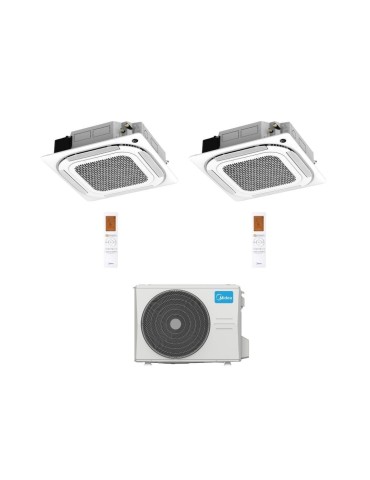 Midea Climatizzatore a Cassetta 4 Vie Dual Split MCA4U 12+12 con M3OG-21HFN8-Q Inverter R 32 Wi-Fi Optional Classe A++