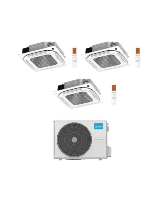 Midea Climatizzatore a Cassetta 4 Vie Trial Split MCA4U 9+9+9 con M4OE-28HFN8-Q Inverter R 32 Wi-Fi Optional Classe A++