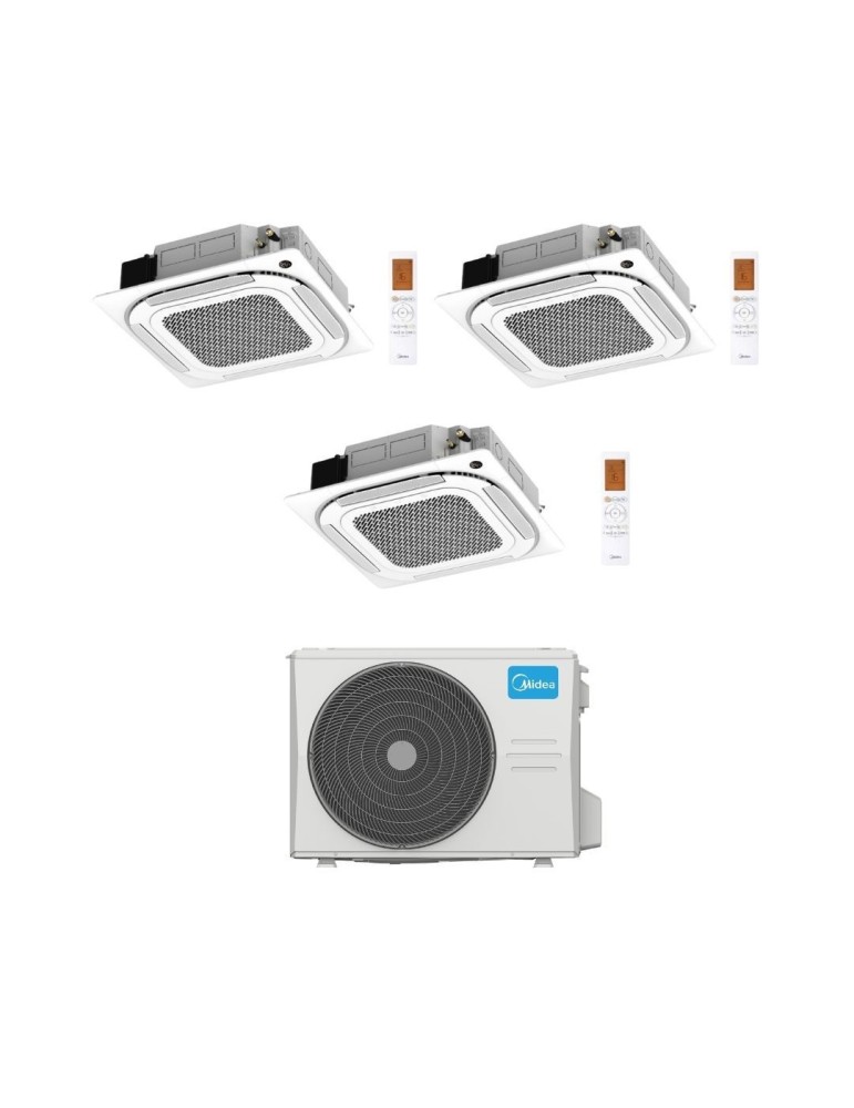 Midea Climatizzatore a Cassetta 4 Vie Trial Split MCA4U 12+12+12 con M5OE-42HFN8-Q Inverter R 32 Wi-Fi Optional Classe A++