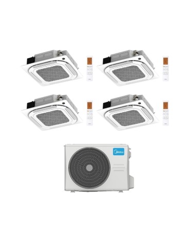 Midea Climatizzatore a Cassetta 4 Vie Quadri Split MCA4U 9+9+18+18 con M5OE-42HFN8-Q Inverter R 32 Wi-Fi Optional Classe A++