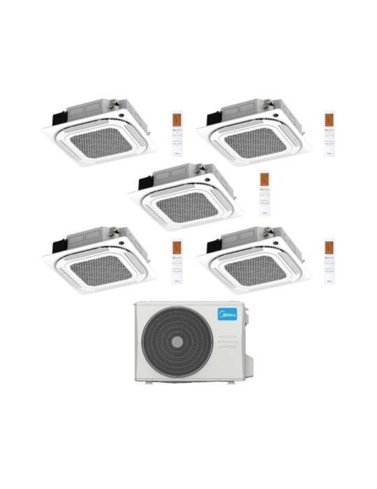 Midea Climatizzatore a Cassetta 4 Vie Penta Split MCA4U 9+9+12+12+12 con M5OE-42HFN8-Q Inverter R 32 Wi-Fi Optional Classe A++
